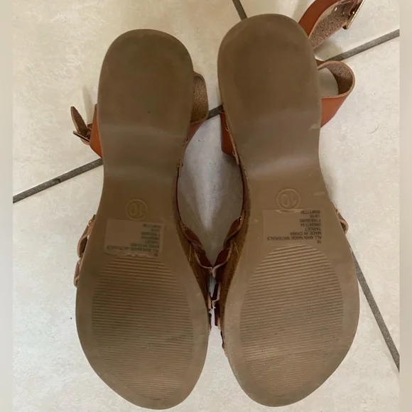 Mossimo Cognac Erie Cork Style Wedge Strappy Sandals SIZE 10 - Picture 14 of 14